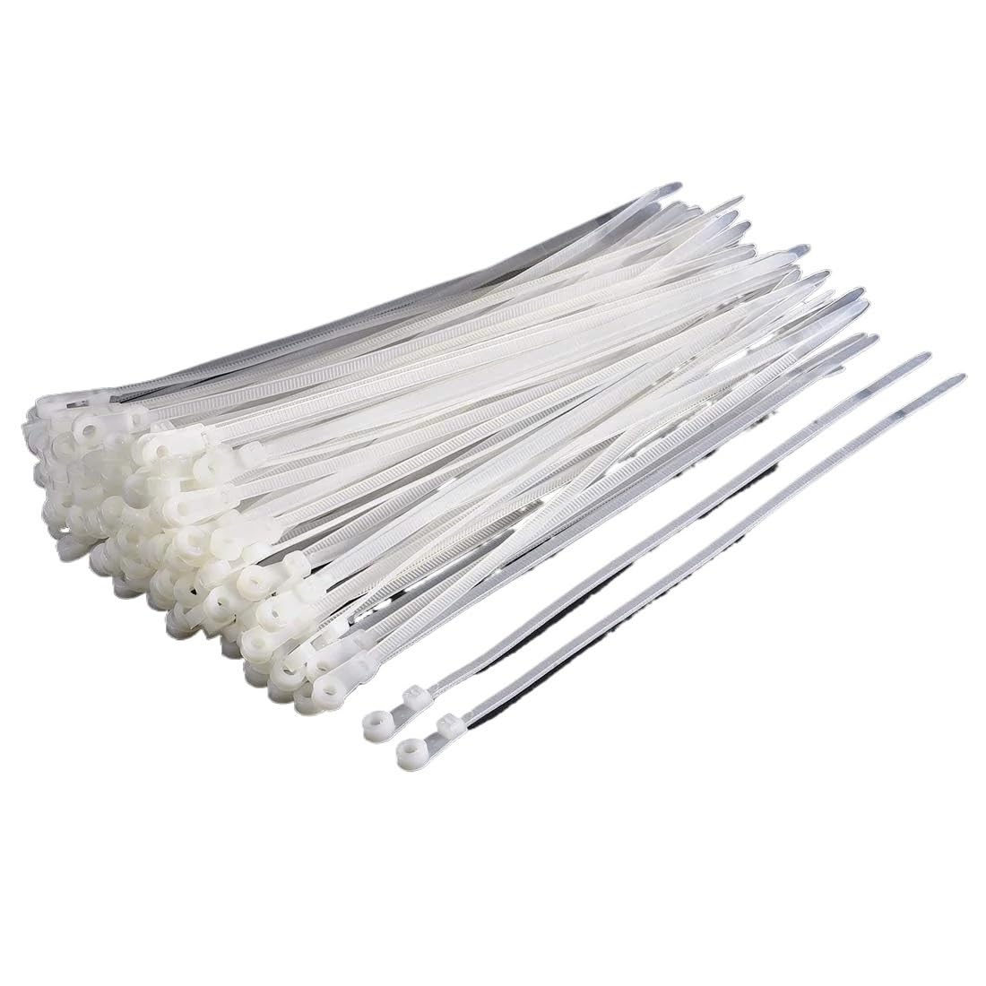 Wzddxunsf White Screw Hole Cable Ties Reusable Fixed Nylon Self-Locking Cord Straps Fastening Loop Office Organizer(,100Pcs)