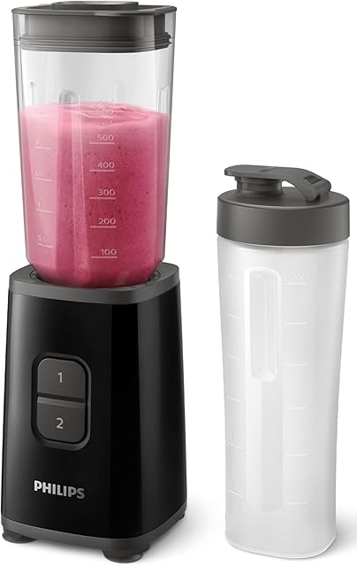 Philips Mini Blender and Smoothie Maker - 350W, 1L Jug, Recipe App, 2 Speeds, Ice Crush (HR2602/91)
