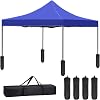 Pop Up Canopy Tent,10x10 Pop Up Canopy, 420D Oxford Waterproof Silver Coating Canopy Tent 10x10 for Sun Shade Wedding Instant Air Exhibits or Outdoor Events with Dressed Legs and Carring Bag,Blue