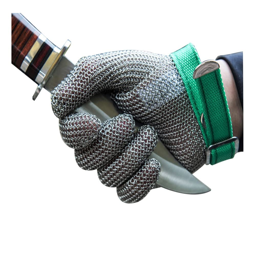 Gants anti-coupures en acier inoxydable, gants de travail sécurité qualité alimentaire, protection cotte mailles métalliques niveau 9, 6 tailles(1pcs/xl)