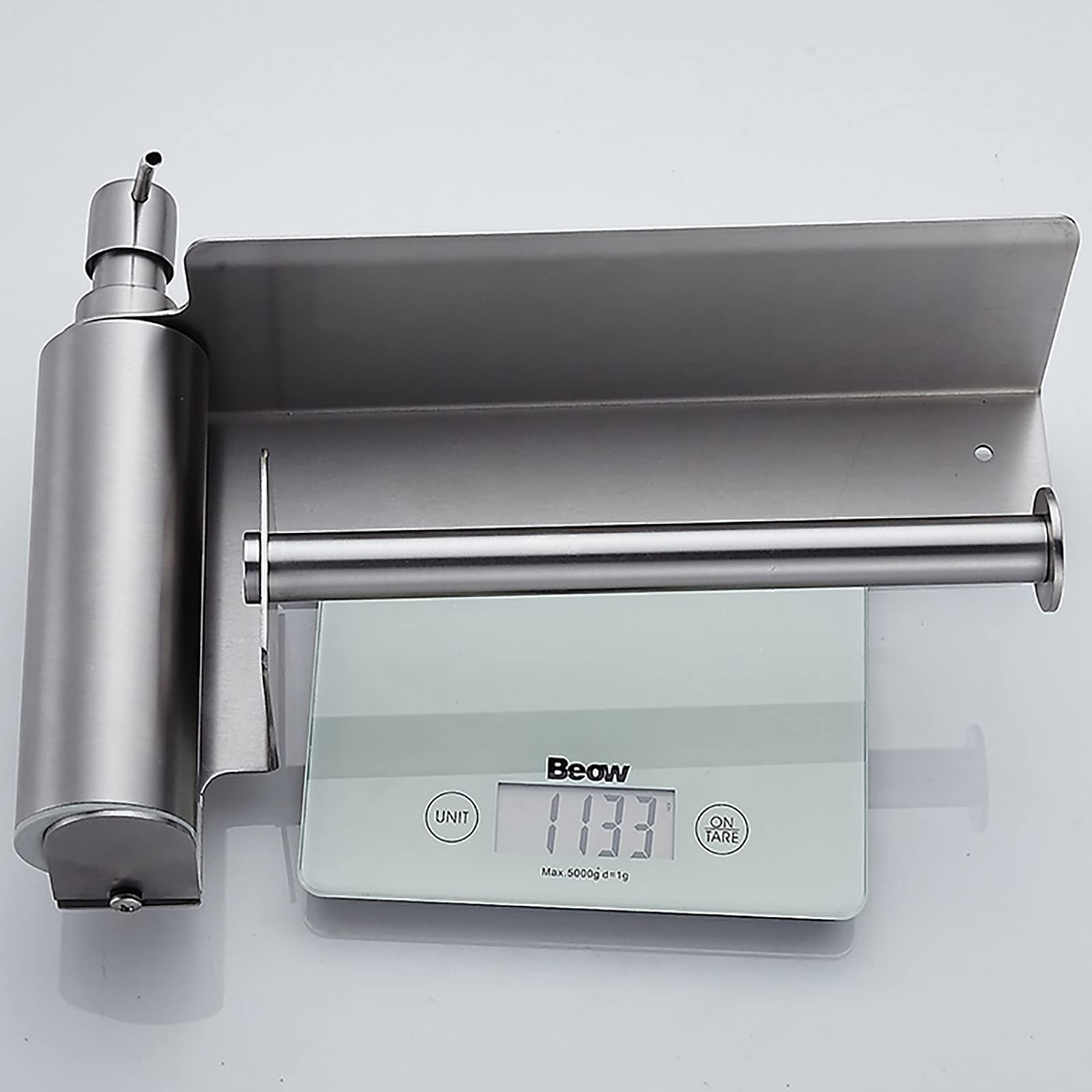 Portarrollos Papel Higienico, Porta Rollos de Papel Higienico Aluminio, Portarollos Papel Higienico Adhesivo con Espacioso Estante y Dispensador Jabon Baño, Multifunción Negro Mate