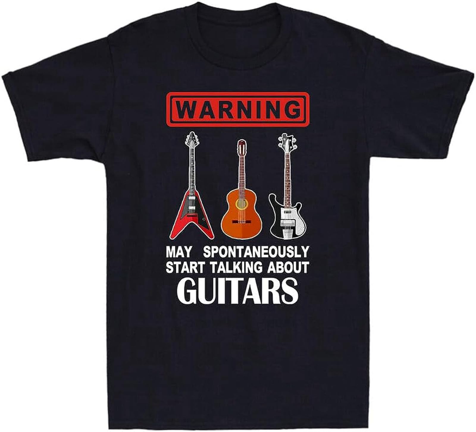 Guitar Shirt Warning May Spontaneously Start Talking About Guitars Men's T-Shirt Black L