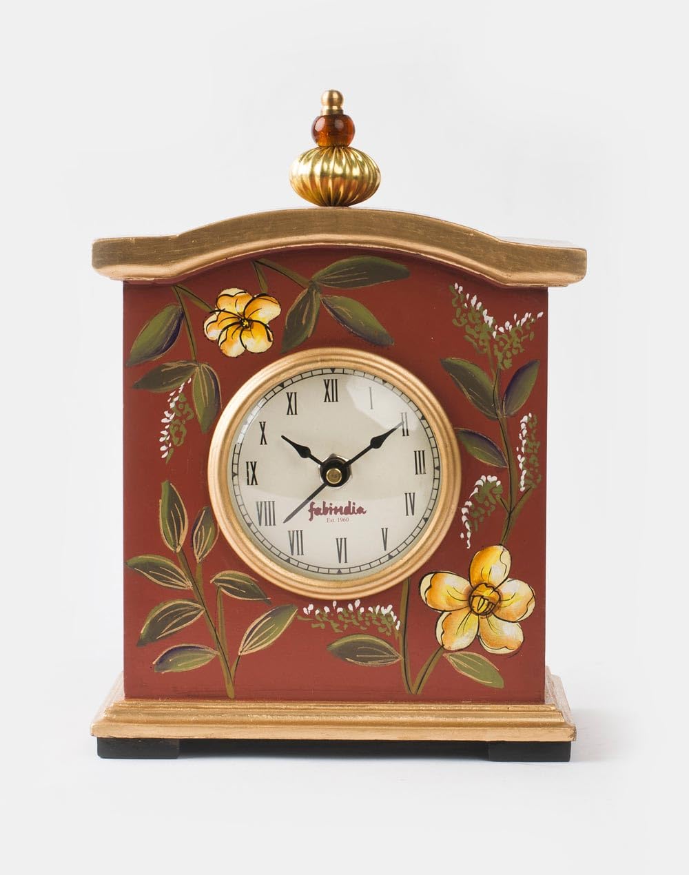 Fabindia Orange Champa Painted Natural Fibre Table Clock : Amazon