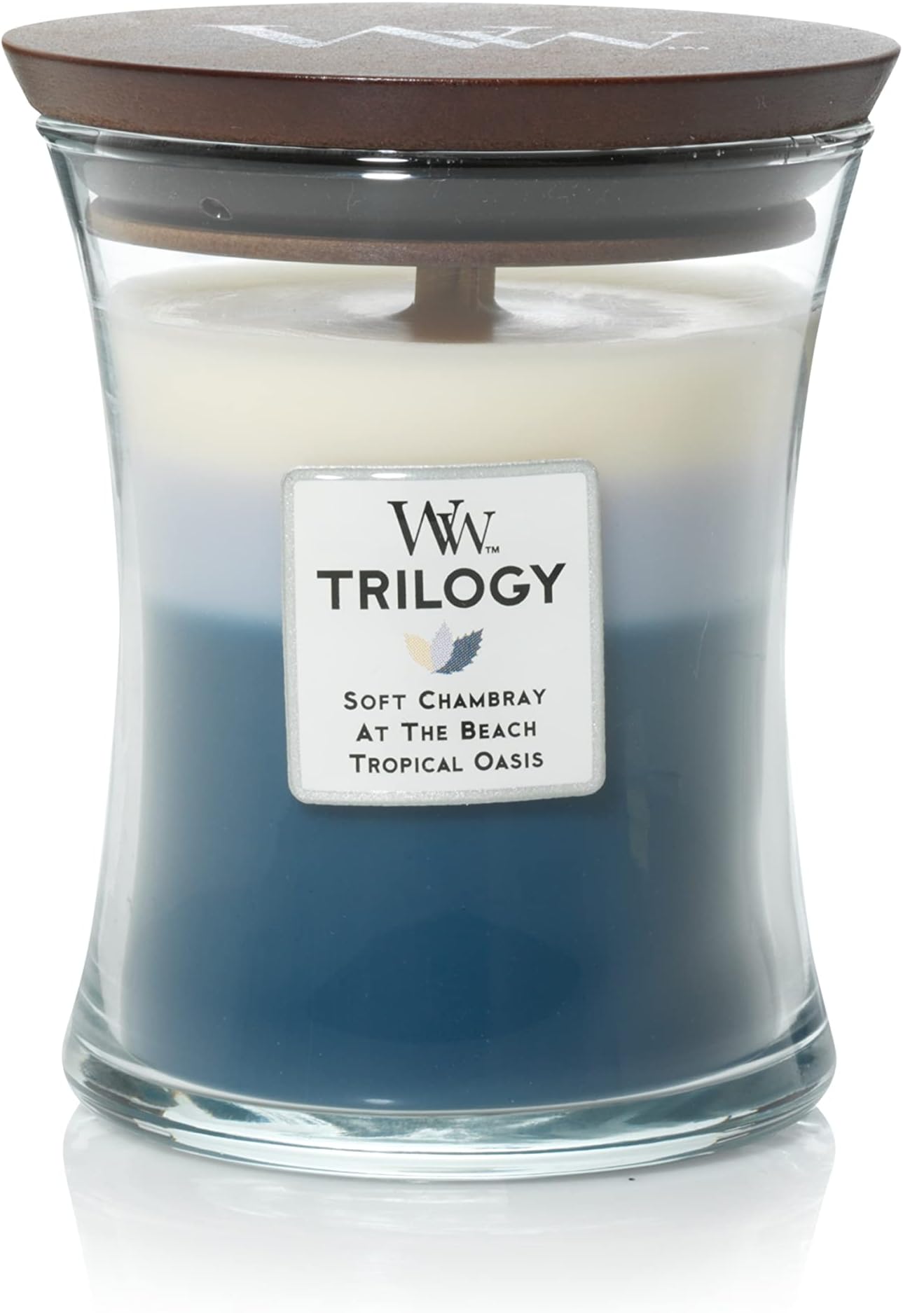 WoodWick Medium Hourglass Candle, Beachfront Cottage Trilogy, 9.7 oz