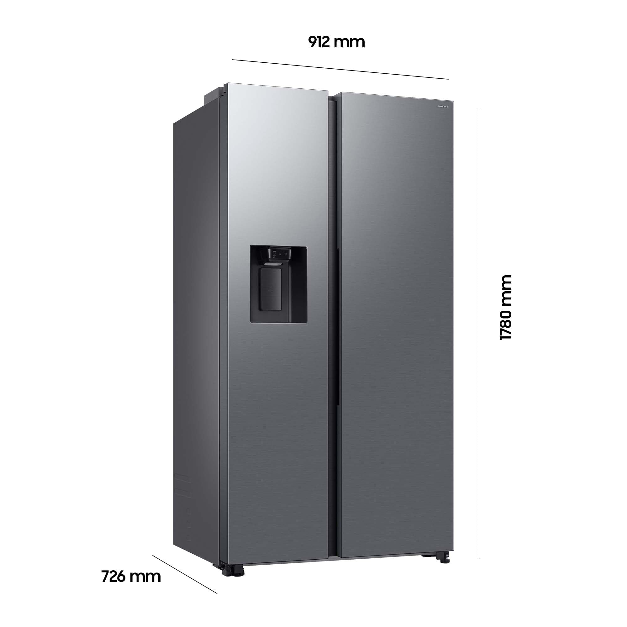 Samsung RS70F66KCTEF Side-by-Side Kühl-Gefrierkombination, AI Kühlschrank mit Gefrierfach, 178 cm, 634 l, Eis-/Wasserspender mit Festwasseranschluss, AI Energy Mode, Twin Cooling+, Edelstahl Look