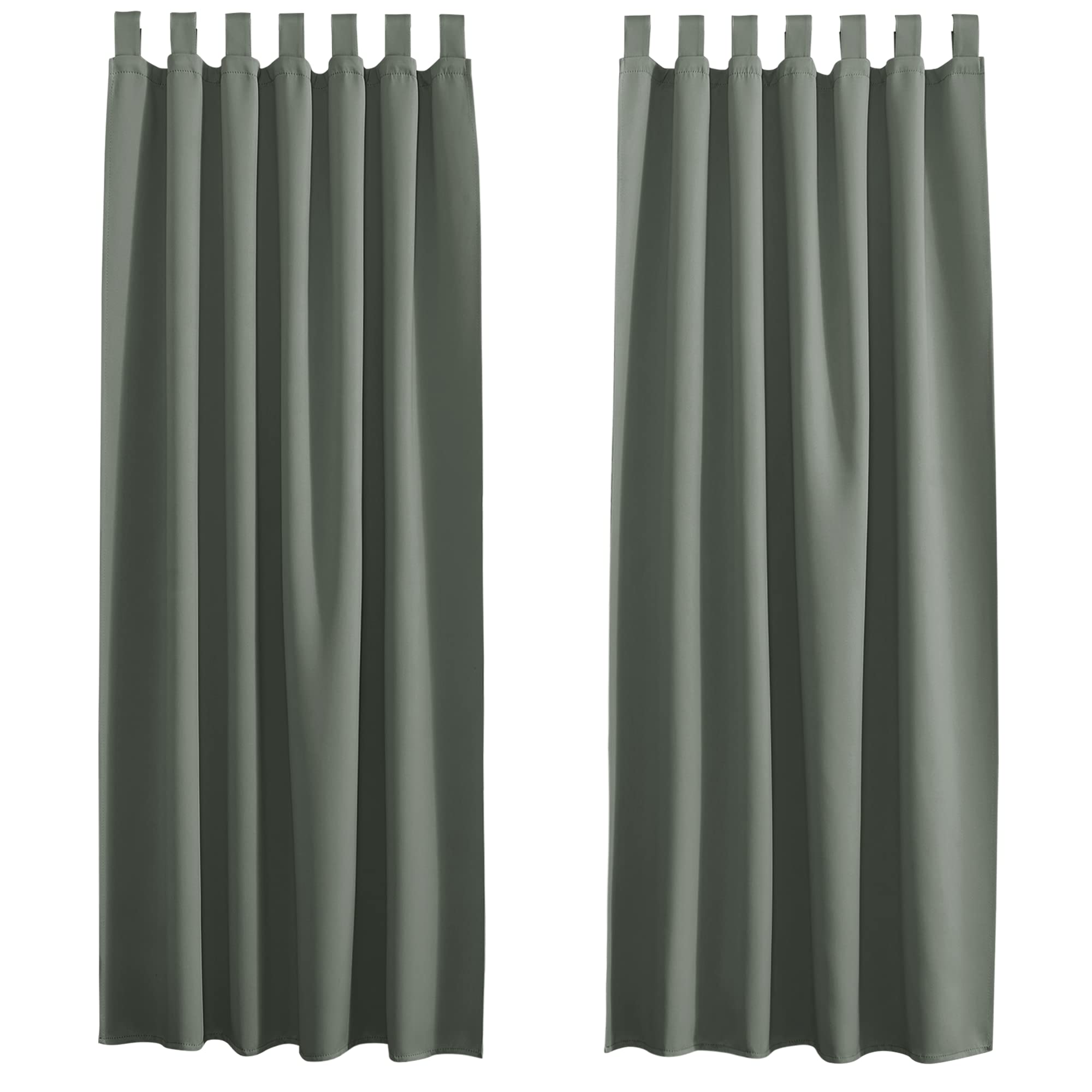 PONY DANCE Tenda Oscurante Bambini Cameretta Moderne Curtains Salotto Tende Termiche Isolanti per Interni con Passanti 2 Pezzi L 140 x A 160 cm, Verde Grigiastro