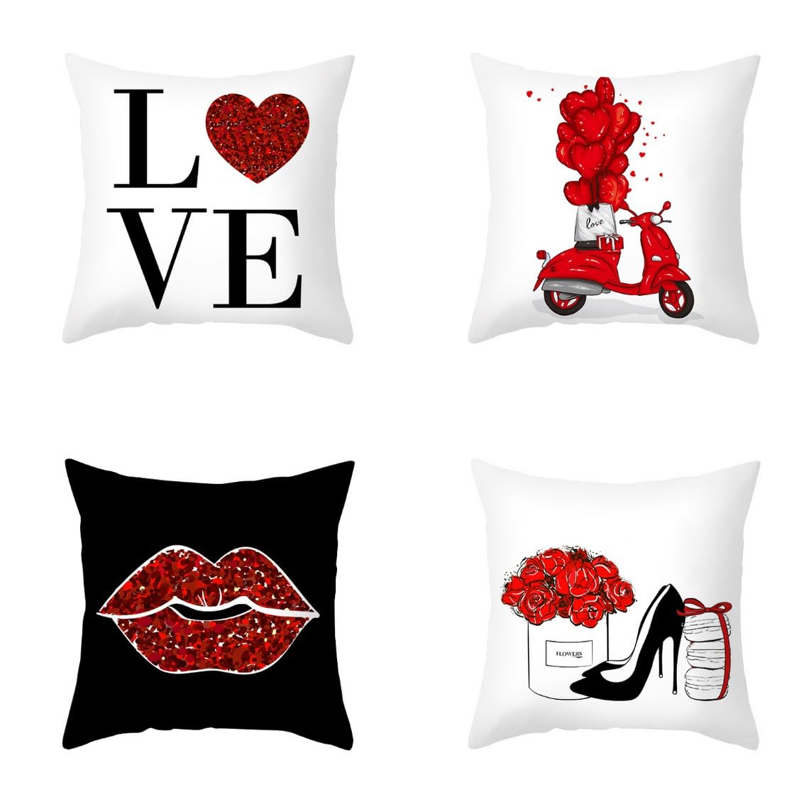 Chenlane Silk Pillow Cover Zipper Standard Cushion Covers Dining Chairs Valentine'S Day, Welcome Outdoor Private Customisation 45x45 cm, 4Pcs