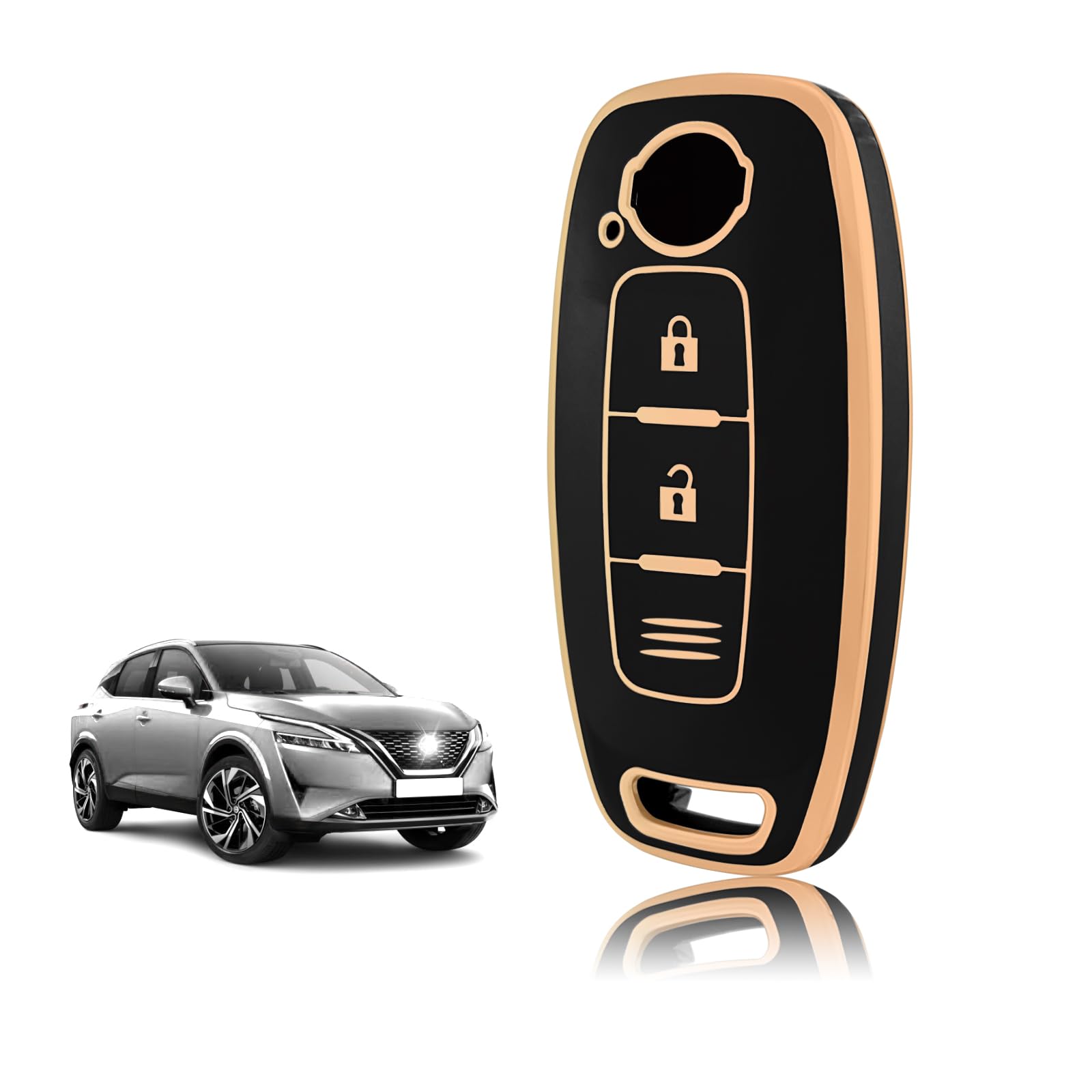 Coque Clé TPU Élégante Avec Finition Chromée Dorée/Argentée – Protection Parfaite Pour Nissan Qashqai J12, Juke F16, X-Trail T33, Ariya, Micra, Kicks Et Plus