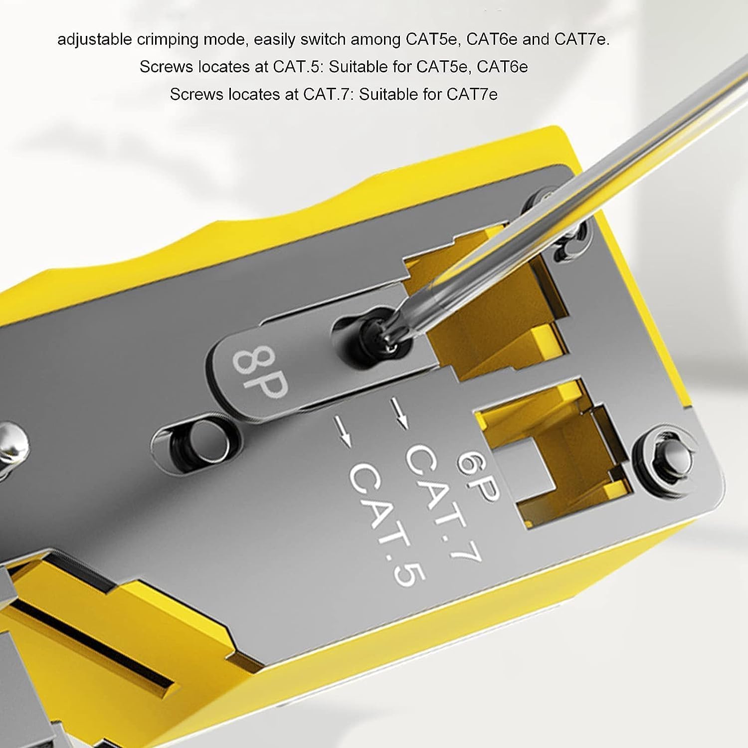 atdaraz RJ45 Crimp Tool Pass Through Crimper for RJ45 Connectors, Cat6, Cat6A, Cat5, Cat5E Connector Ethernet Crimper Tool with Mini Cable Stripper 4