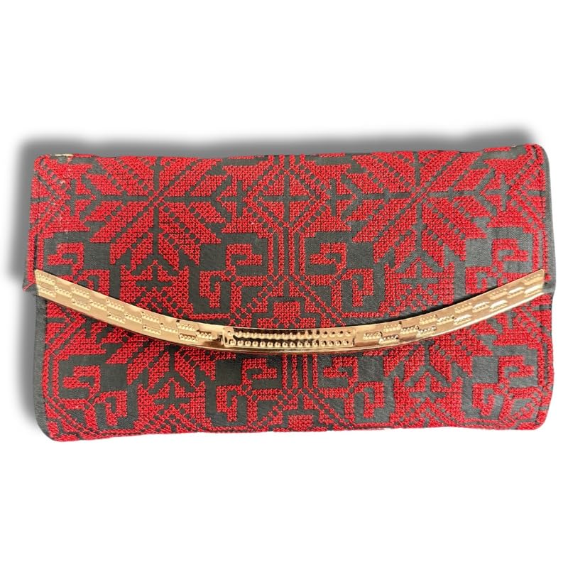 Tatreez Button Wallet with Strap – Traditional Palestinian Embroidered Wallet for Women – Secure Button Closure, Card & Cash Holder – Cultural Clutch Purse for Everyday Use