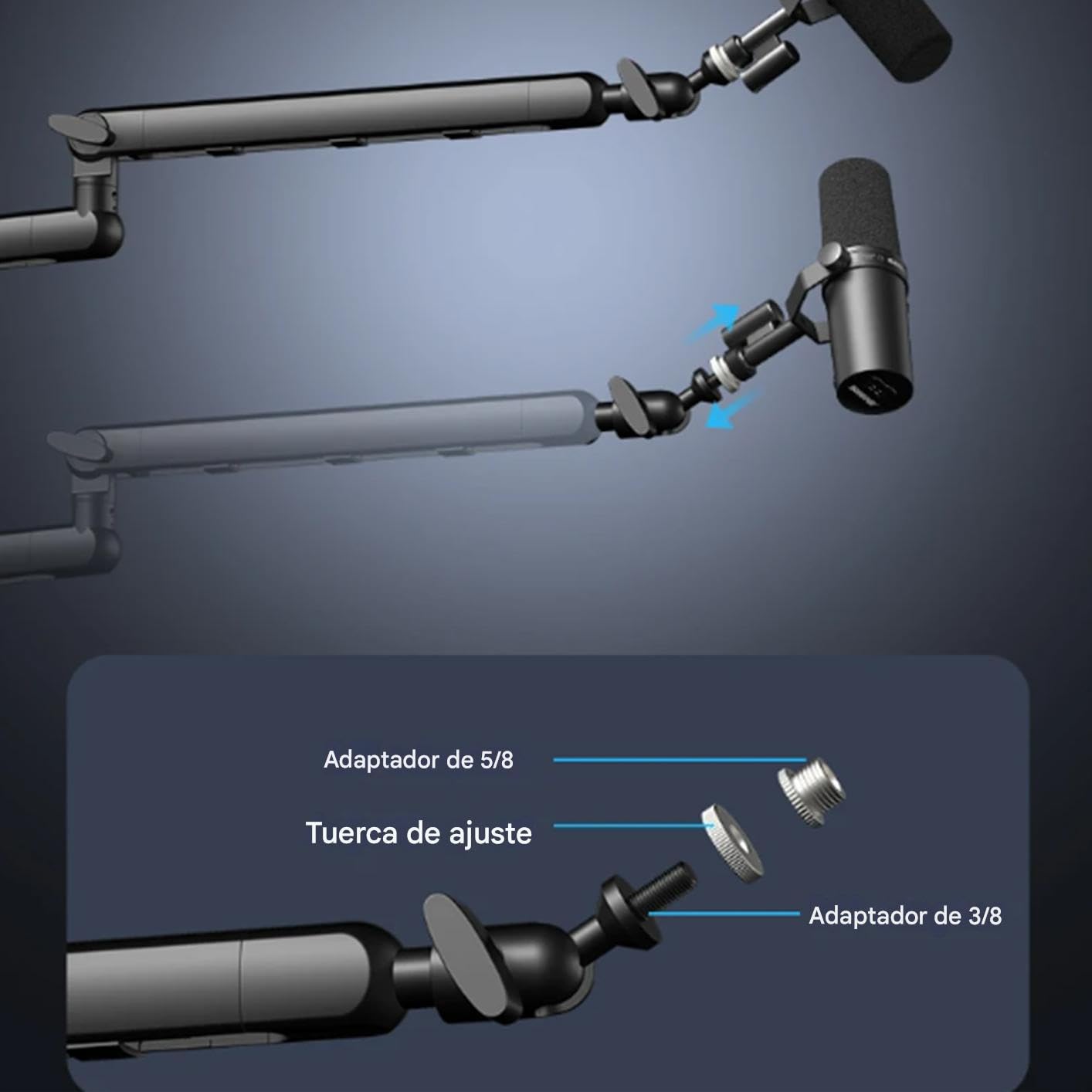 Soporte De Brazo De Micrófono Para Escritorio Pinza con Amortiguación de | Soporte Para Brazo Boom De Micrófono Para Podcasting Estudio Música Canto Escritorio Co