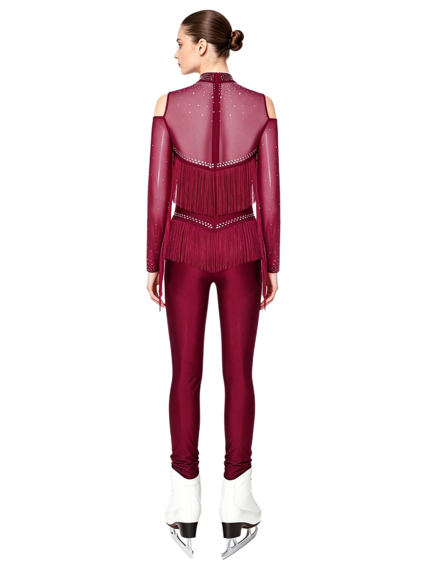 inlzdz Femme Justaucorps Gymnastique Rythmique Combinaisons Rompevêtements Manches Longues Épaule Découverte Justaucorps Danseuse Acrobatie