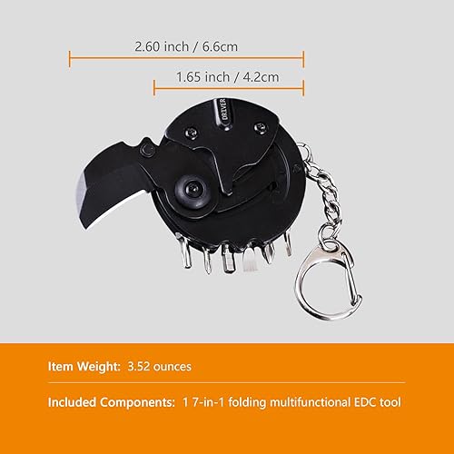 Miniatura 4 de Mini herramienta multifuncional plegable para exteriores 7 en 1 - Pequeña herramienta EDC con juego de destornilladores - colgante de bolsillo