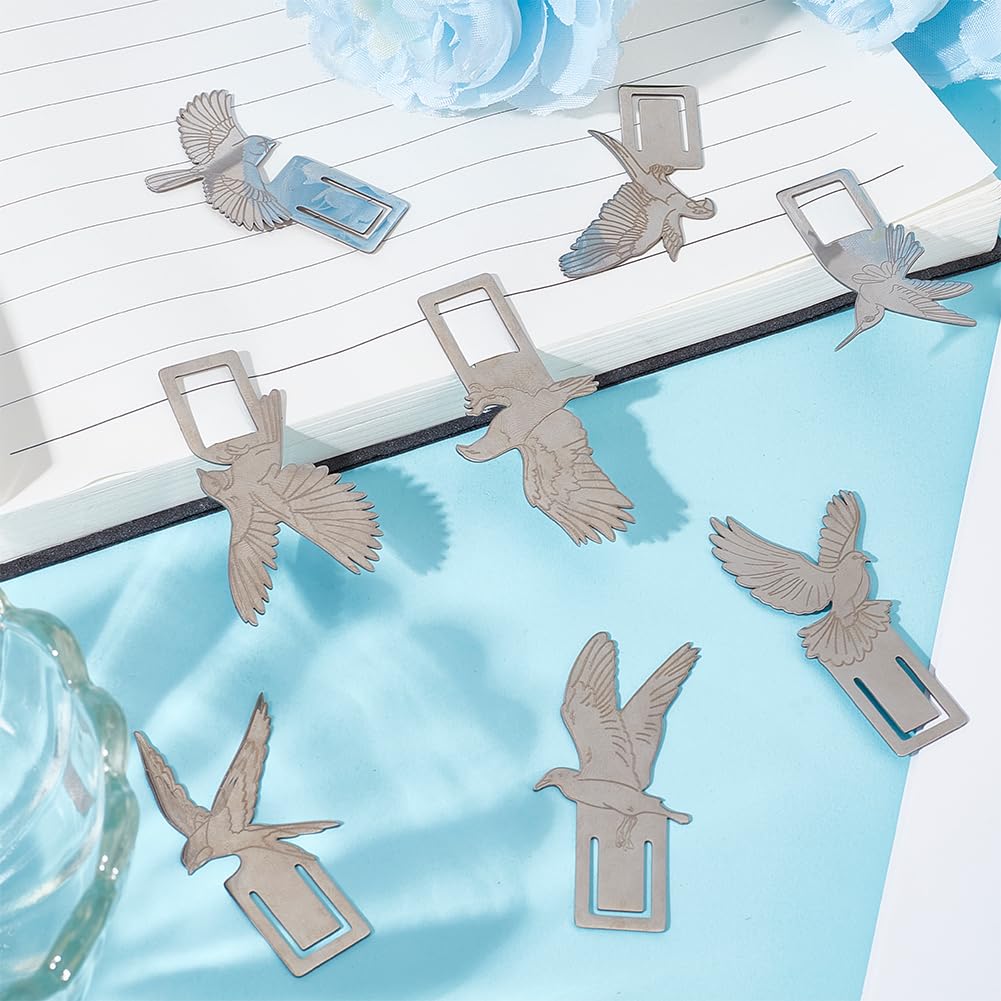 DELORIGIN 24Pcs 8 Styles Bird Metal Bookmarks Silver Stainless Steel Book Clips Book Page Label for Reading Book Lovers Writers Students Teacher Thanksgiving Christmas Back to School Gift - Image 4