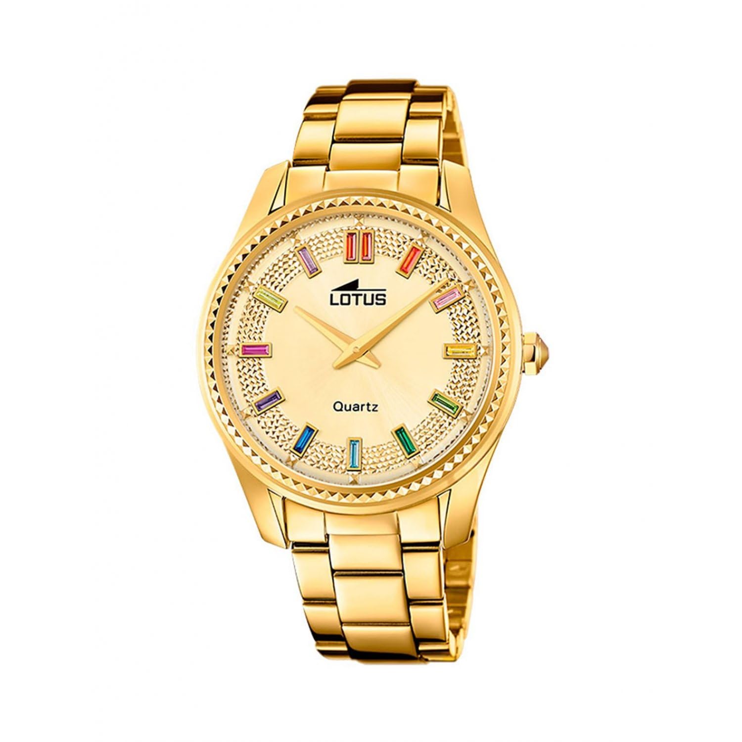 LOTUS Reloj Mujer Analógico de Acero Inoxidable 316l Dorado | Movimiento de Cuarzo, Cristal Mineral de Alta Resistencia, Resistente al Agua 5 ATM 18902/2, Trendy