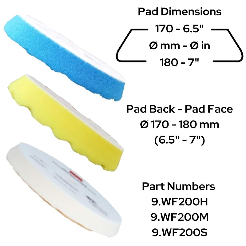 RUPES WF Series 7" Rotary Waffle Foam Pads Bundle - Includes 2 Coarse, 2 Fine and 2 Ultra-Fine Foam Pads - Tailored to Meet The Diverse Needs of Automotive Detailing