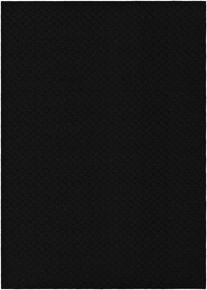 Garland Rug Town Square Black 7'6" x 9'6" Non Slip Area Rug for Living Rooms & Hallways, Stylish & Durable for High-Traffic Areas Black 7'6" x 9'6" (Rectangular)