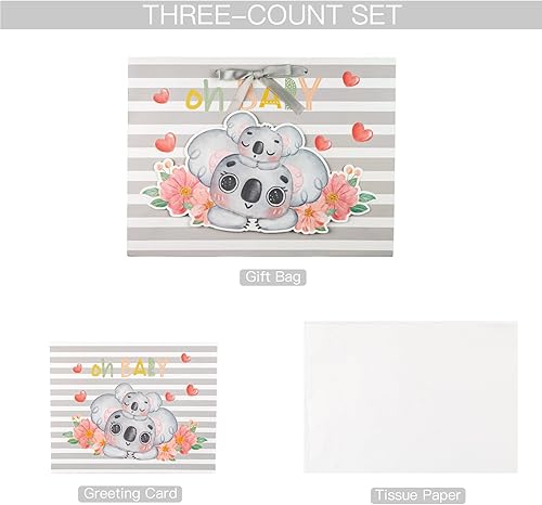 Miniatura 6 de Loveinside Bolsa de regalo para bebé niño con papel de seda y tarjeta de felicitación para baby shower, nuevos padres y más, 16.5 x 12.6 x 5.7