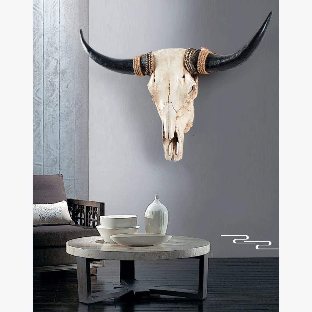 Amazon.co.jp: ロングホーン 牛 頭蓋骨 壁掛け、フェイクロングホーン