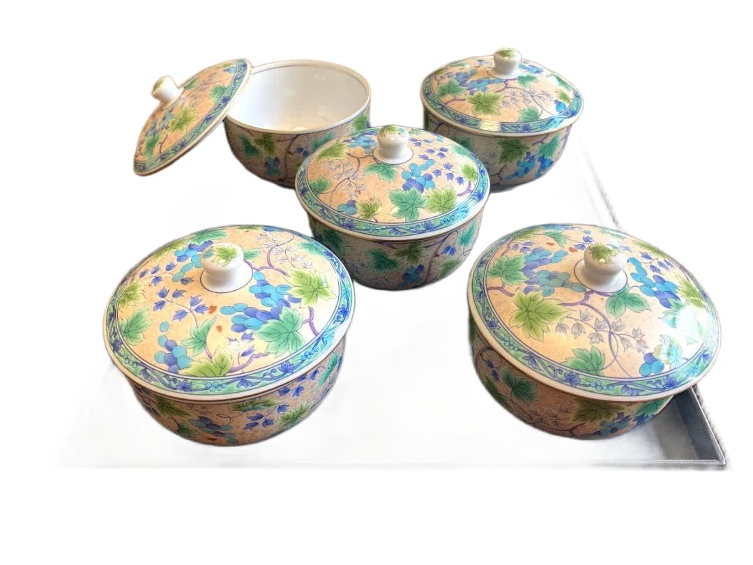 Amazon.co.jp: 庫山窯 前畑陶器 蓋付き湯呑茶碗 5客セット : ホーム