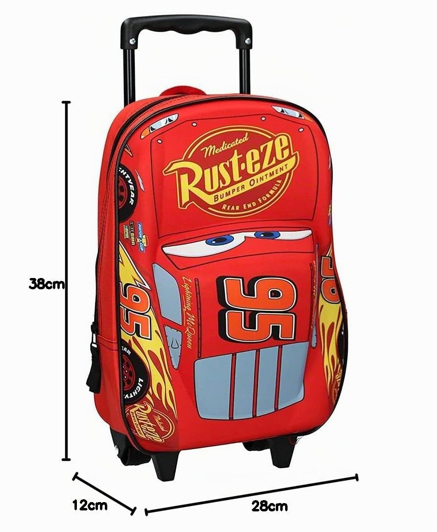 Cars 3 Genérique - Zaino 3D con ruote, 31 cm, rosso, 31 cm