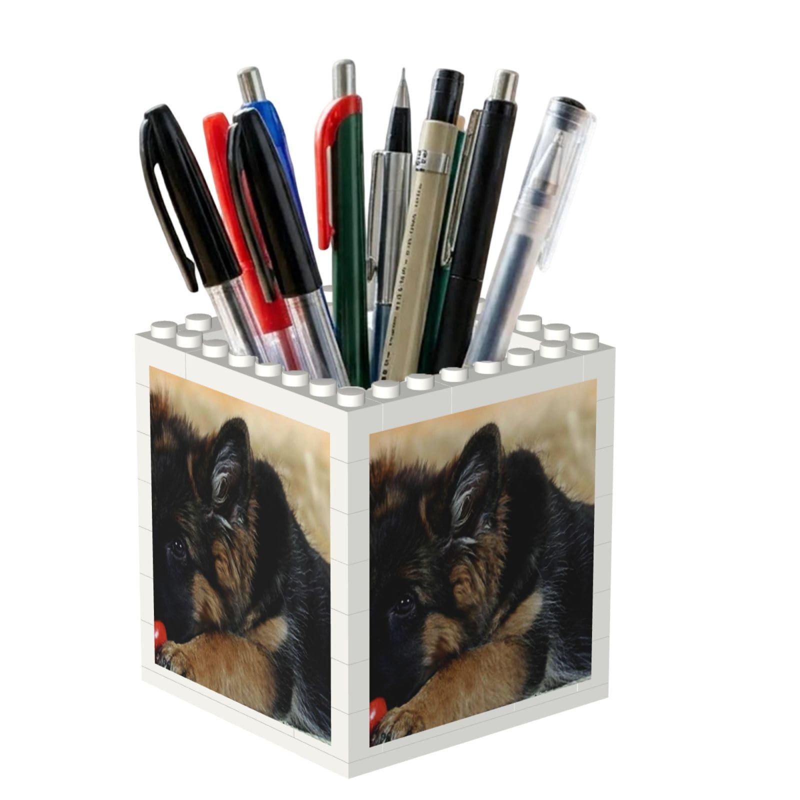 Poadnly German Shepherd, Pen Pot Pencil Holder for Office Home School, Compact Desk Organiser for Office Stationery