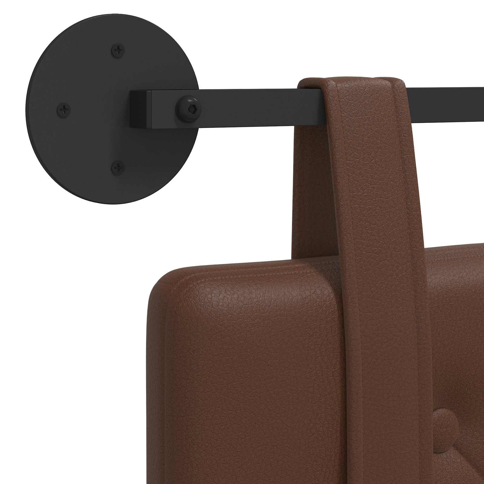 Cabecero colgante marrón de piel sintética, 130 x 55 cm, cabecero de cama montado en la pared, tapizado con botones, cabecero de pared para dormitorio y habitación de invitados, juego de 2