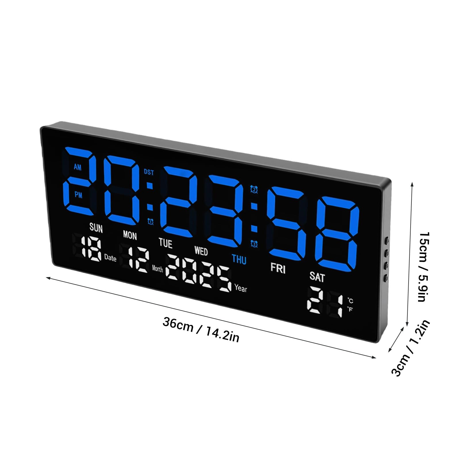 AUNMAS Orologio Digitale da Parete, Silenzioso, da Tavolo, con Ampio Display a LED e Calendario Perpetuo, Ideale per Casa, Ufficio e scuola.
