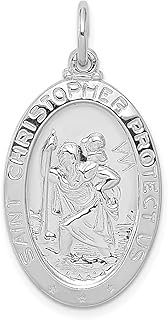 Colar com pingente de medalha de São Cristóvão de prata esterlina 925 pingente religioso padroeiro St joias finas para mulheres presentes para ela, Prata esterlina