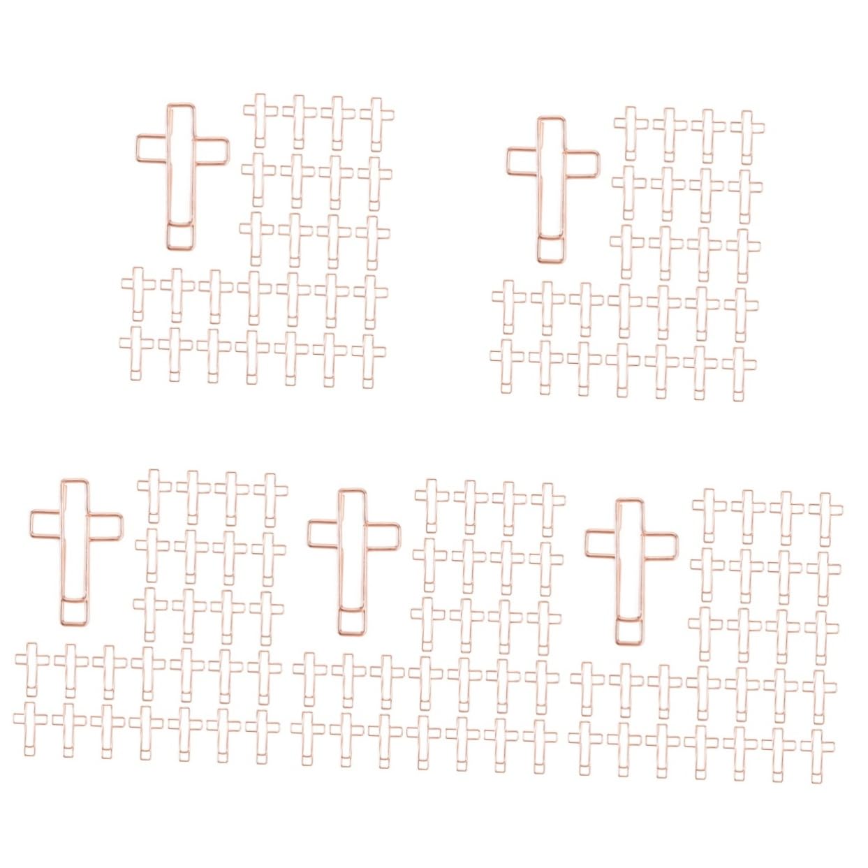 NUOBESTY 5 Set Graffette Asse Graffetta Per Fogli Divertente Arredamento Per Ufficio Clip Graffetta Gigante Office Uffizi Perno A Forma Di Croce Perno A Croce Metallo Rose Gold 60 Pezzi * 5