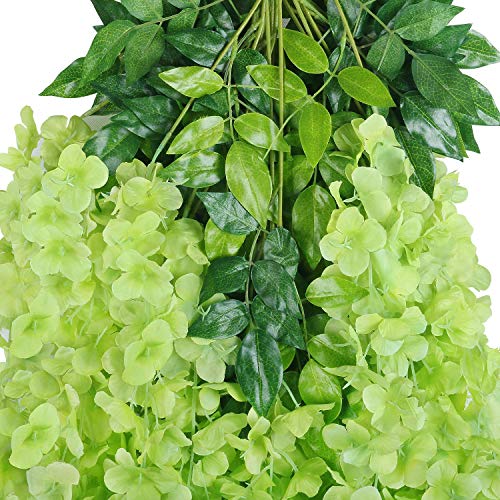 Image of Tia Crafts Polyester Artificial Hanging Flowers for Ceiling Balcony | Wisteria Vine | Home Party Decor Garden Outdoor Greenery Office Wall Decoration | Waterproof Washable - 3.7ft /45 inch (6, Green)