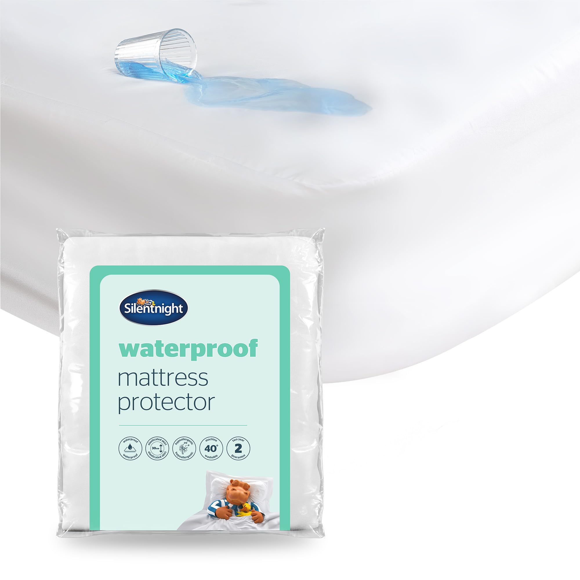 Silentnight Waterproof Mattress Protector King - Quiet Rustle Free Waterproof Resistant Sheet Moisture Proof Mattress Pad Cover - Machine Washable and Hypoallergenic - King