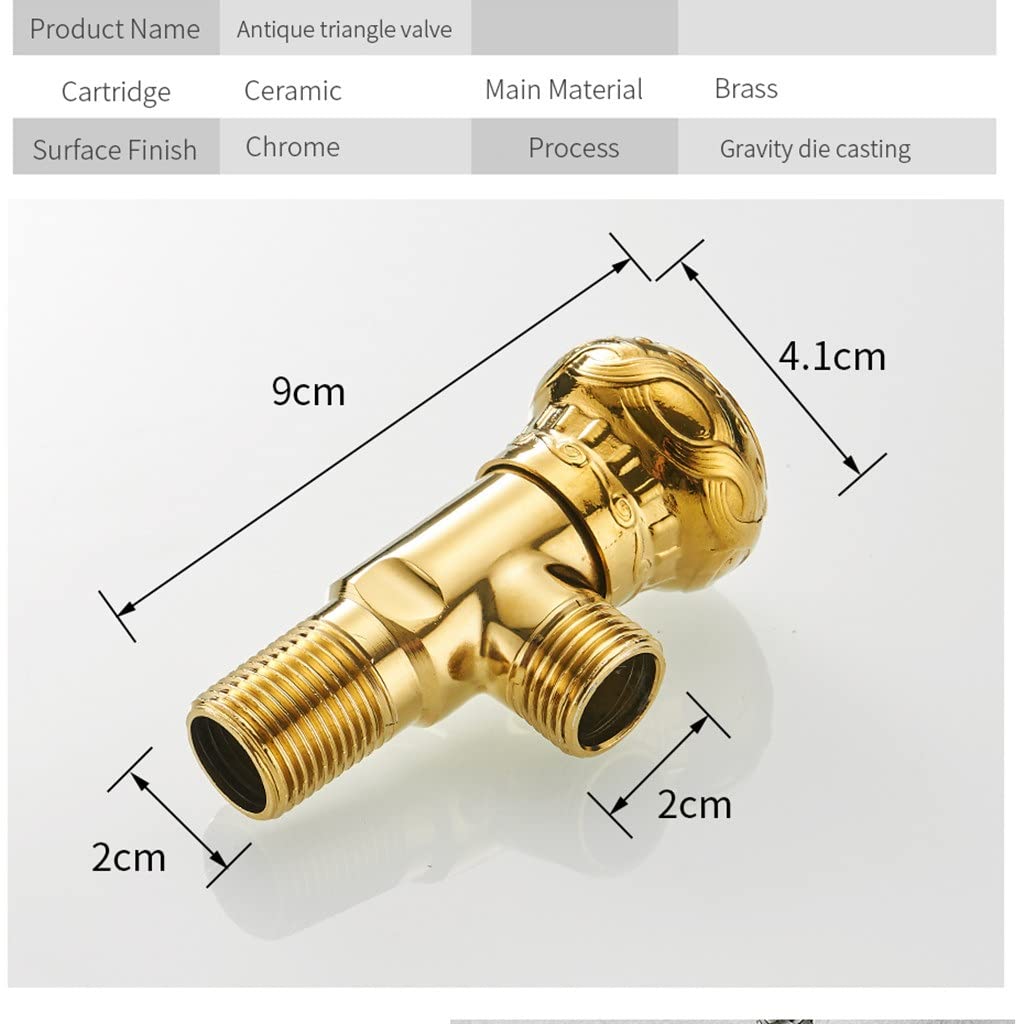 Kupfer-Eckventil, Wasserhahn-Ersatzteile, 1/2 Zoll Messing-Badezimmer-Eckventil, Wasserstopp, WC-Füllung, Dreieckventile