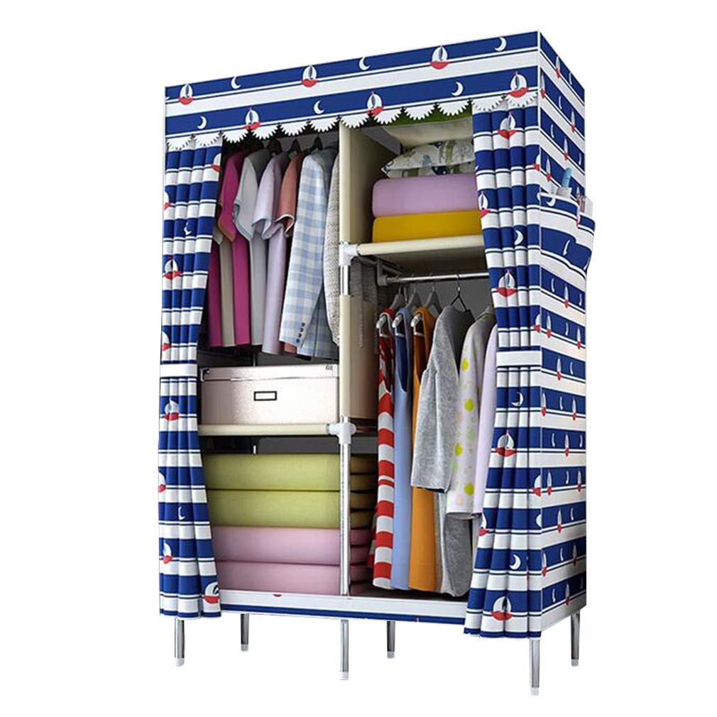 Armario portátil de tela optimizado para almacenamiento de ropa con baldas de pie