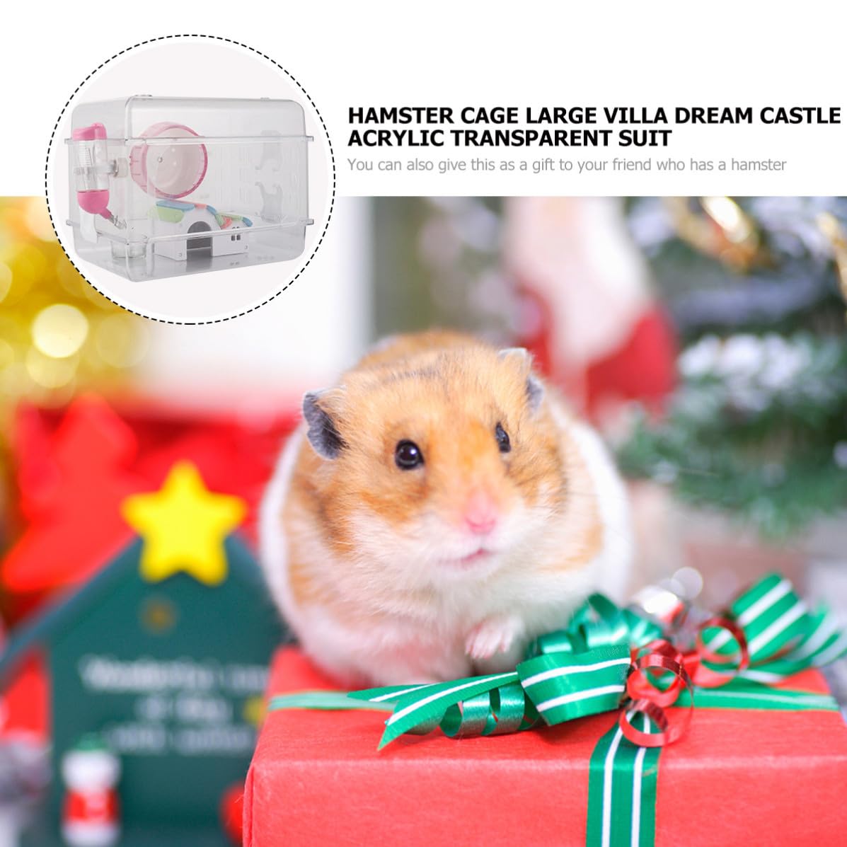 Cage à Hamster avec Roue d'exercice, Villa Acrylique Transparente