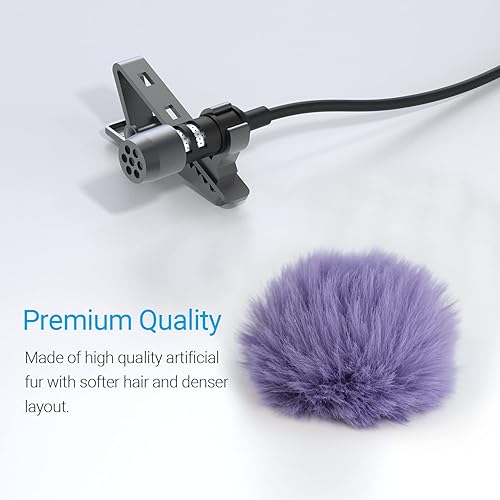 Vista 32 de Cubilux Juego de parabrisas peludo y cubierta de espuma para micrófono de solapa Lavalier, Muff Windjammer Deadcat, manguito de viento y gato muerto
