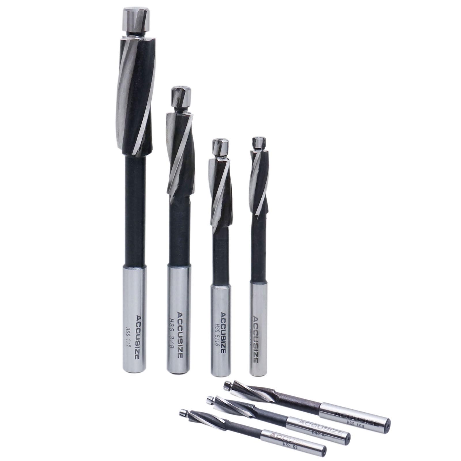 Accusize Industrial Tools H.S.S. Solid Cap Screw Counterbore Set, 3 Flute, Straight Shank, 7 Pc, 508S-0007 — Amazon image 8