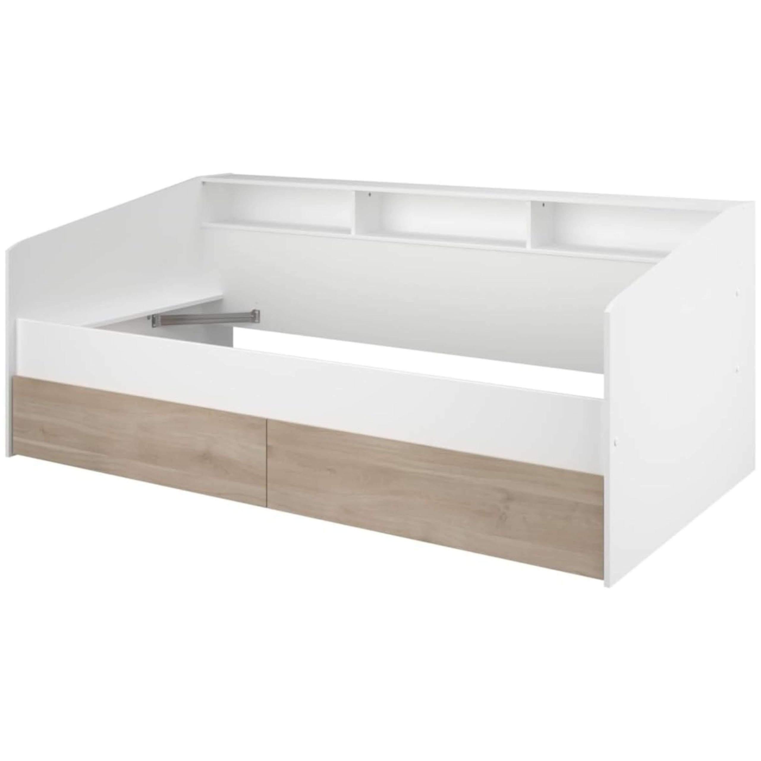 Miroytengo Cama Juvenil Style Color Blanco con cajones Roble Japonés habitacion Infantil Moderna 90x190-200 cm