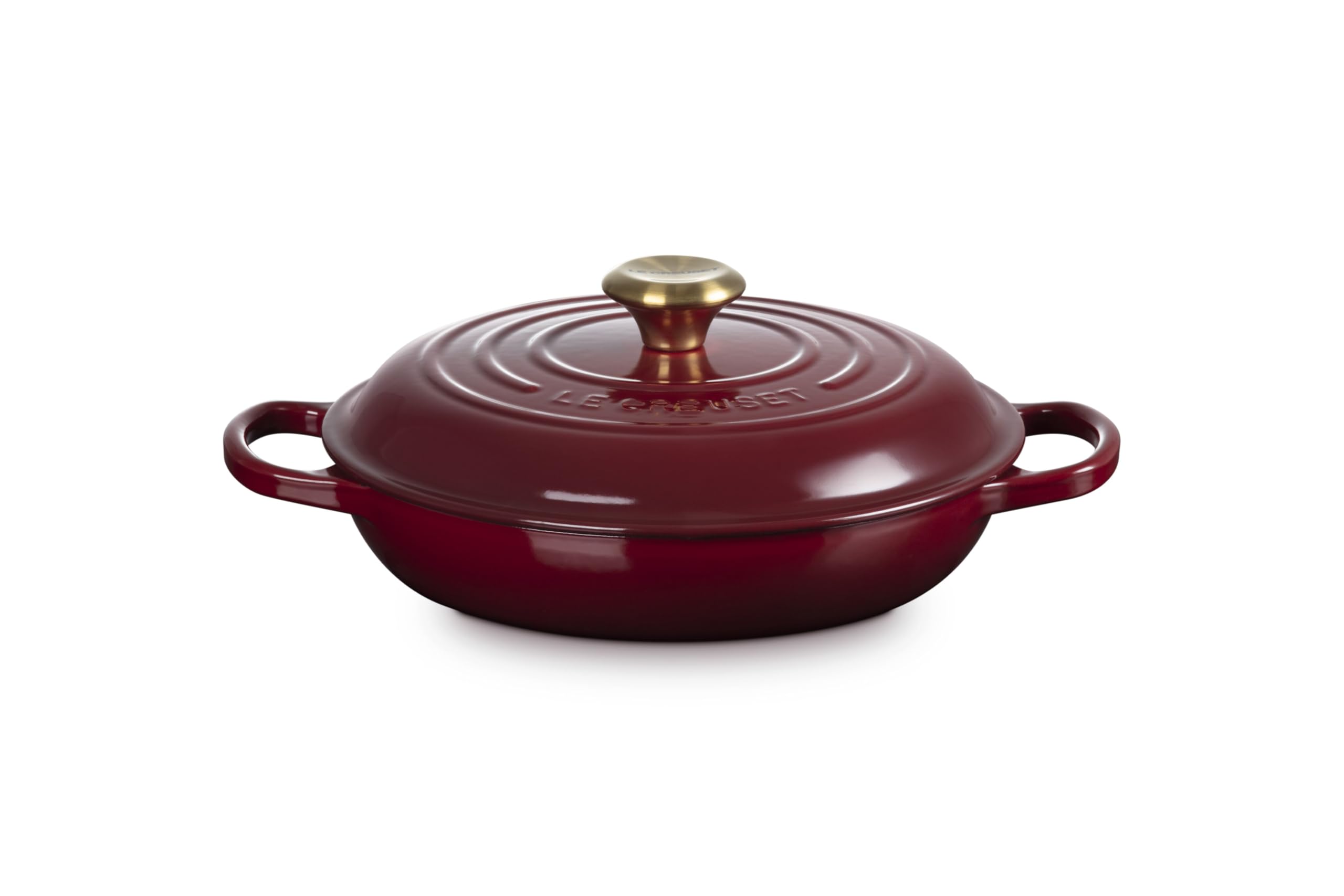 Le Creuset Signature Gusseisen Gourmet-Profitopf, Rund, Ø 26 cm, 2,2 l, Für alle Herdarten inkl; induktion geeignet, 4,205 kg, Garnet, 21180269494441