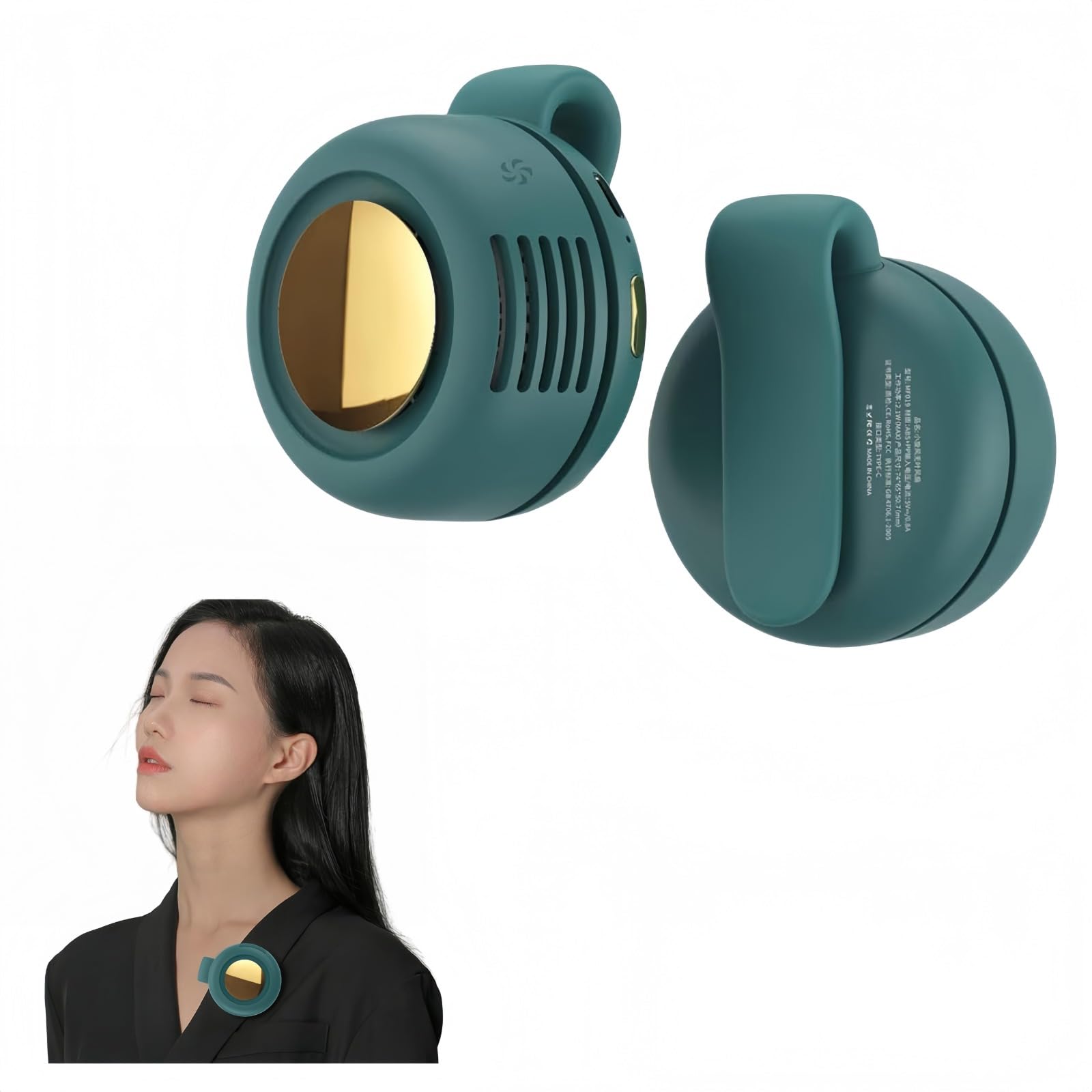 Yoztfhsoe Green Small Whirlwind Clip Waist Neck Fan, Small Clip Fan, Portable Silent Mini Bladeless Fan Clip On, 3 Speeds Clip-On Fans For Shirt, Mini Whirlwind Fans For Waist Clips (Green)