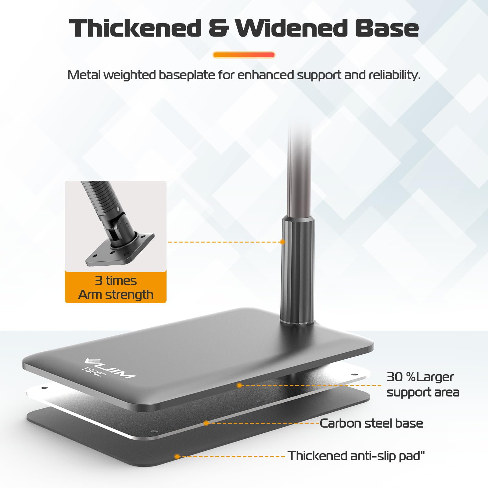 Ulanzi TS002 Support pour Tablette Réglable, Pivotant à 360°, pour iPad Air/Pro/Mini ou Appareil 4,5”~12.9“