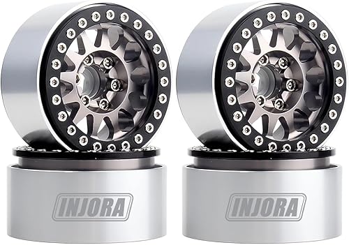 INJORA 4 unidades de metal 1.9 Beadlock llanta de rueda de 12 radios para SCX10 Pro 1:10 RC Crawler Axial SCX10 II 90046 SCX10 III AXI03007 TRX-4