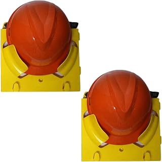Soporte de Pared Resistente para Casco de Seguridad, Ajustable para construcción y Taller, Organizador de Almacenamiento de plástico ABS Duradero (Amarillo, Paquete de 2)