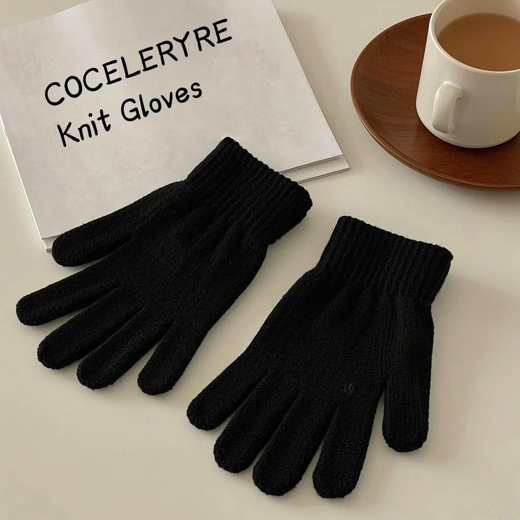 2 Pairs Warm Winter Gloves, Stretchy for Women Men Running Driving Hiking | Soft Warm Knit Magic Gloves, Suitable for Driving Running Hiking Cold Weather, Unisex for Men Women