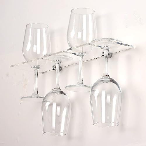 Miniatura 3 de Estante de vino montado en la pared, soporte de cristal, estantes flotantes de acrílico, colgador de pared, estante de almacenamiento de pared