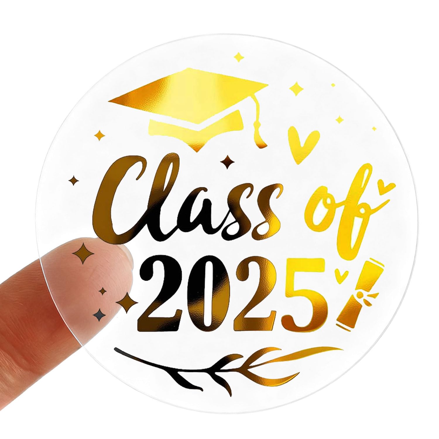 Snapklik.com : 100 X Graduation Stickers Class Of 2025 Transparent Gold ...