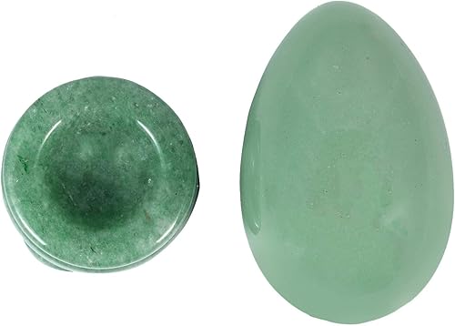 Miniatura 2 de Amogeeli Figura de esfera de huevo de cristal curativo con soporte de piedra, escultura de piedra en forma de huevo para decoración del hogar