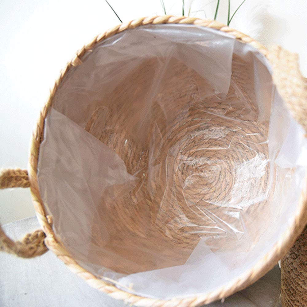 Diámetro de 35 cm, Maceta de Pasto Marino, recipientes de macetas Naturales, Cubierta de Maceta Tejida a Mano con Forro de plástico a Prueba de Fugas para Interiores y Exteriores,