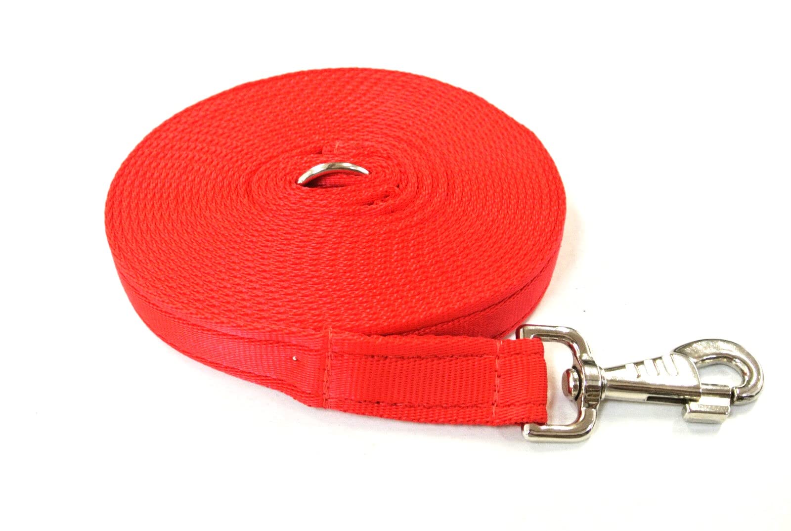 30ft 9m Horse Lunge Line Large Dog Training Lead Large 25mm Cushioned Webbing And Heavy Duty Fluted Trigger Clip In (Red) — image 1