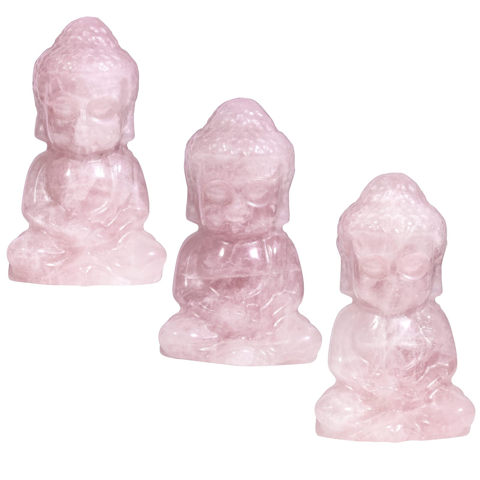 Nupuyai Rose Quartz Crystal Stone Lucky Baby Buddha Statue Ornament - Image 4
